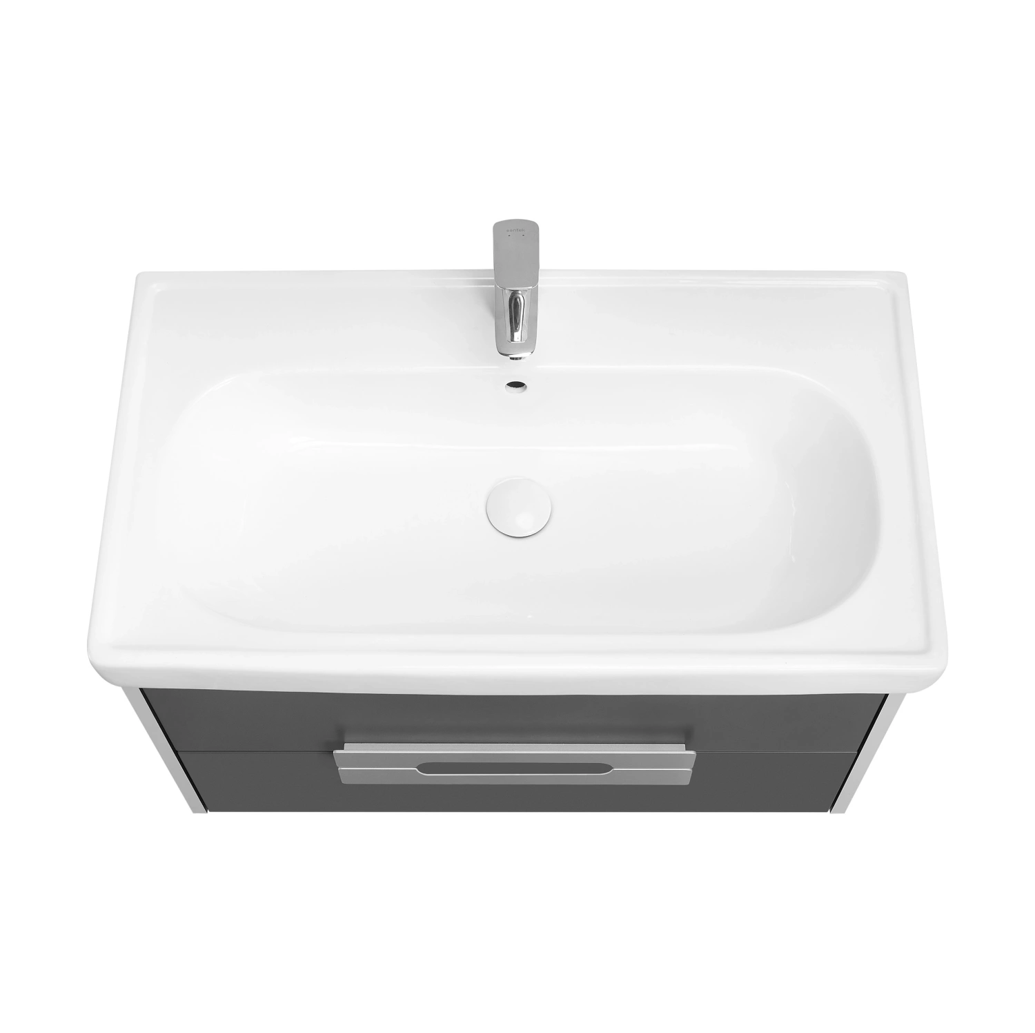 Тумба подвесная Aquaton Ар-Деко 65 с раковиной Нео 65, 2 ящика, серый кобальт