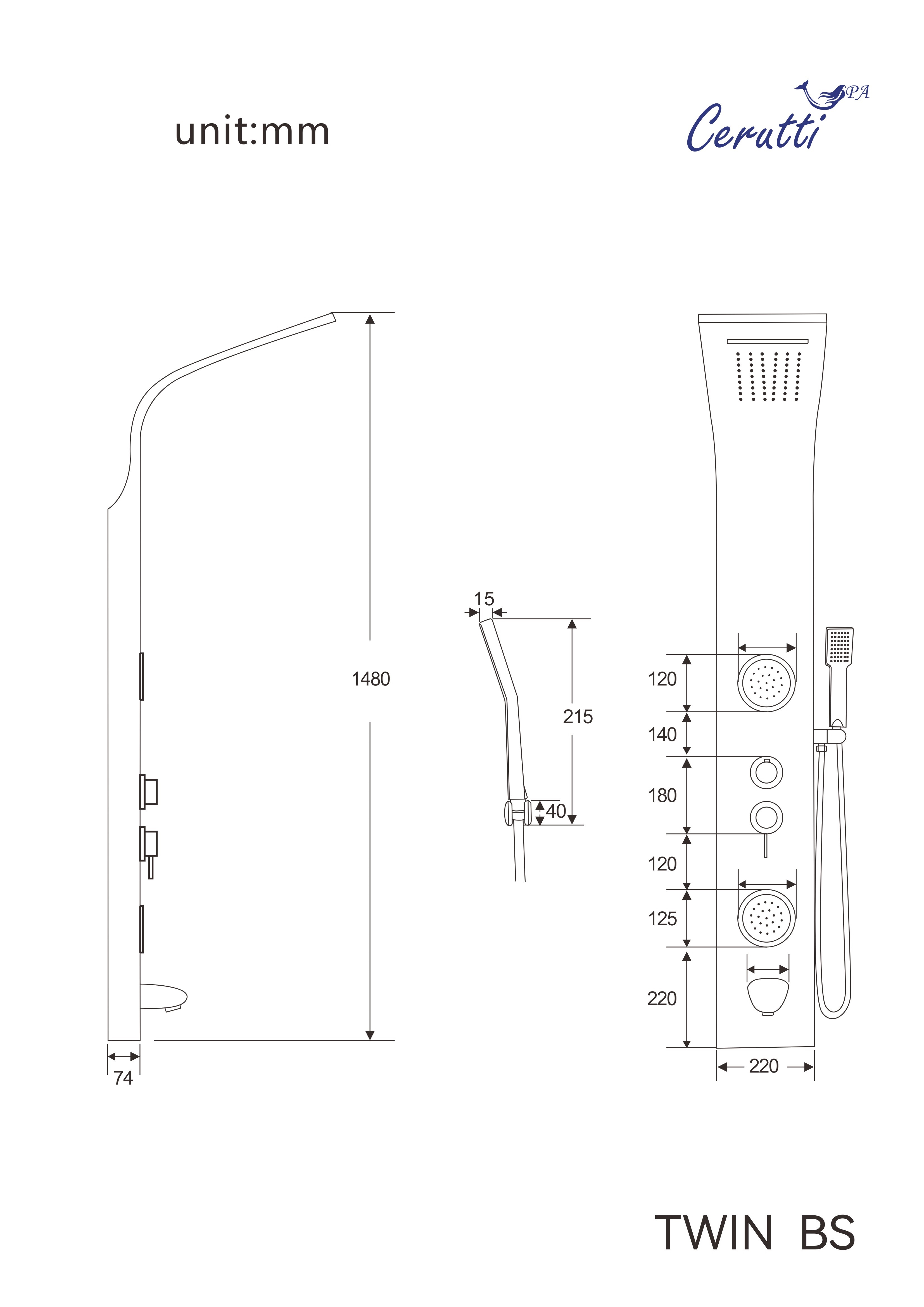 Душевая панель Cerutti Spa TWIN BS CT9986 хром