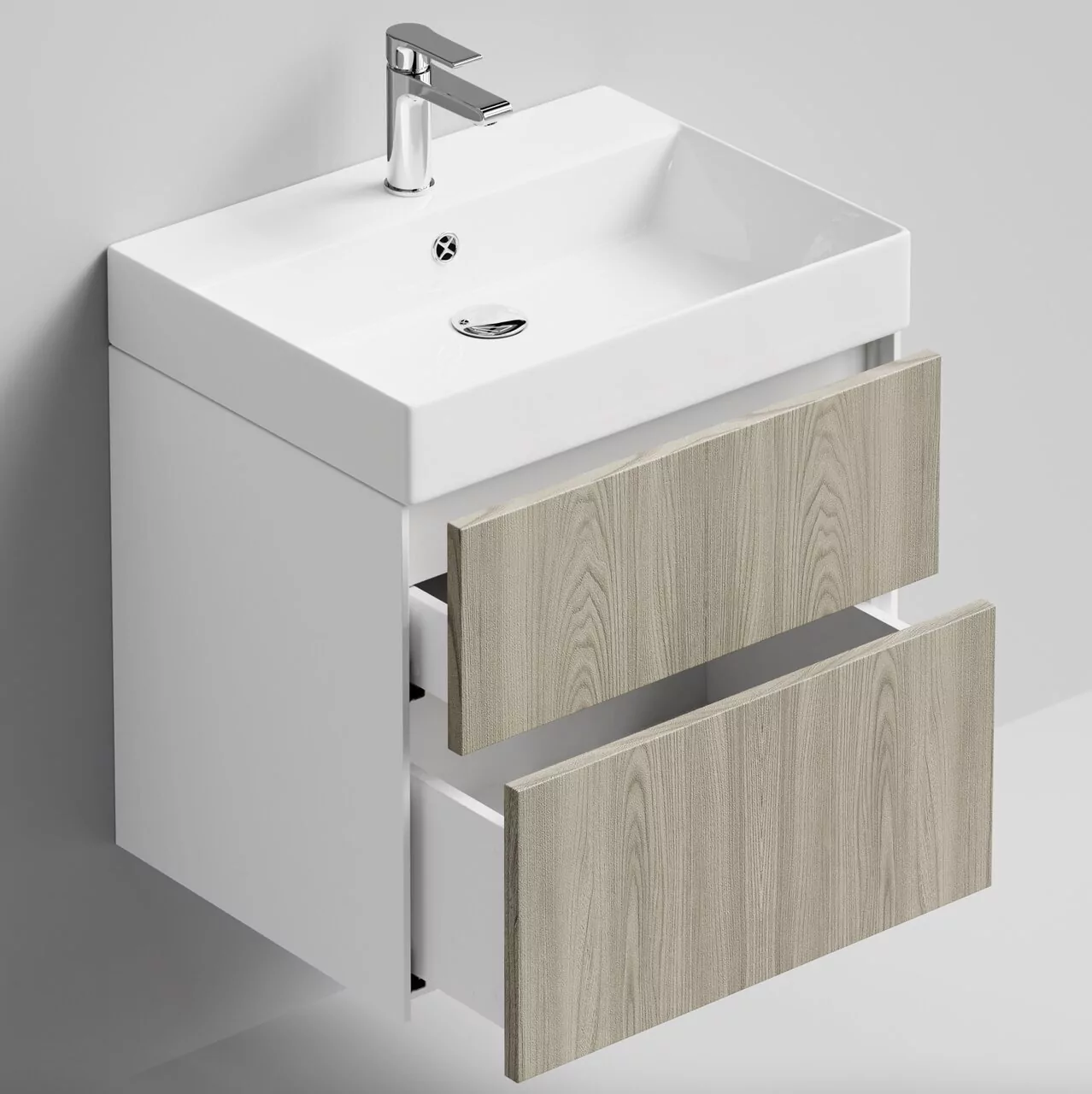 Тумба подвесная Vod-ok Лоренцо 60 с раковиной Stance 60, дуб + 6 цветов от магазина Vanna-Vanna.ru!