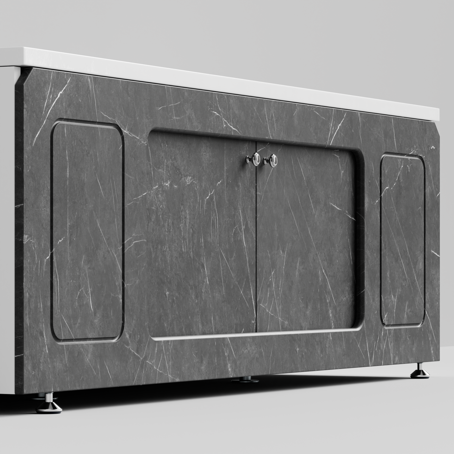 Экран под ванну Vod-ok Лидер 170 раздвижной Мрамор Графит софт тач