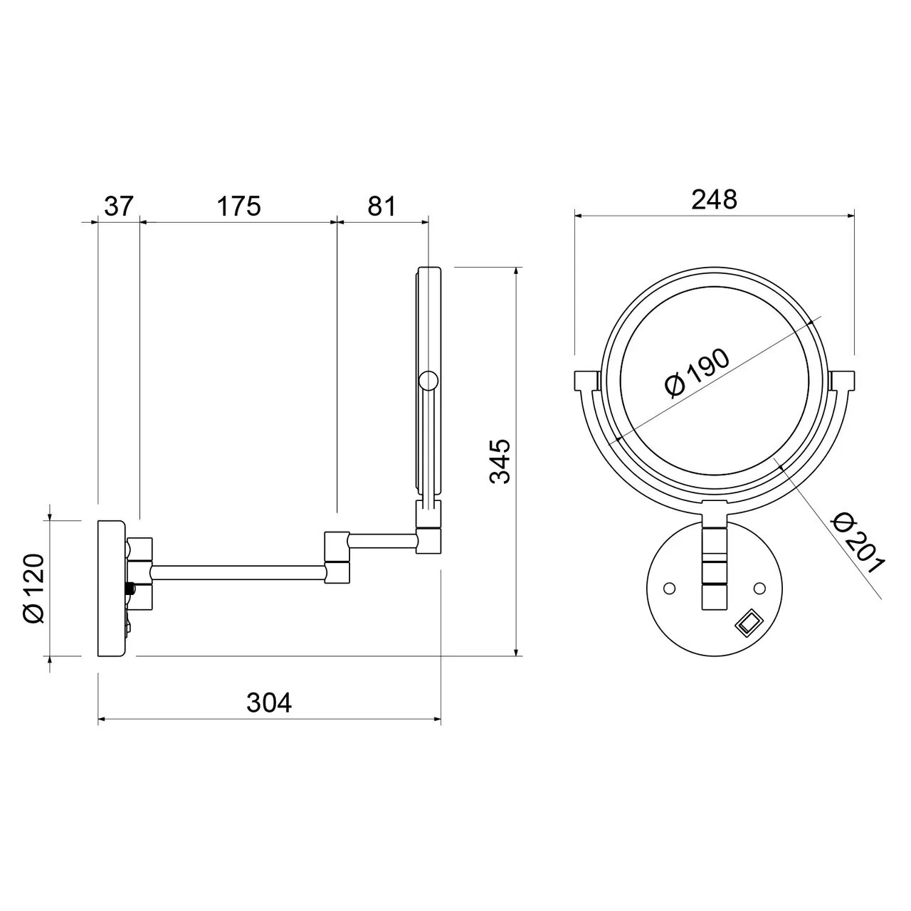 Зеркало косметическое Timo Saona 13376/17 матовое золото