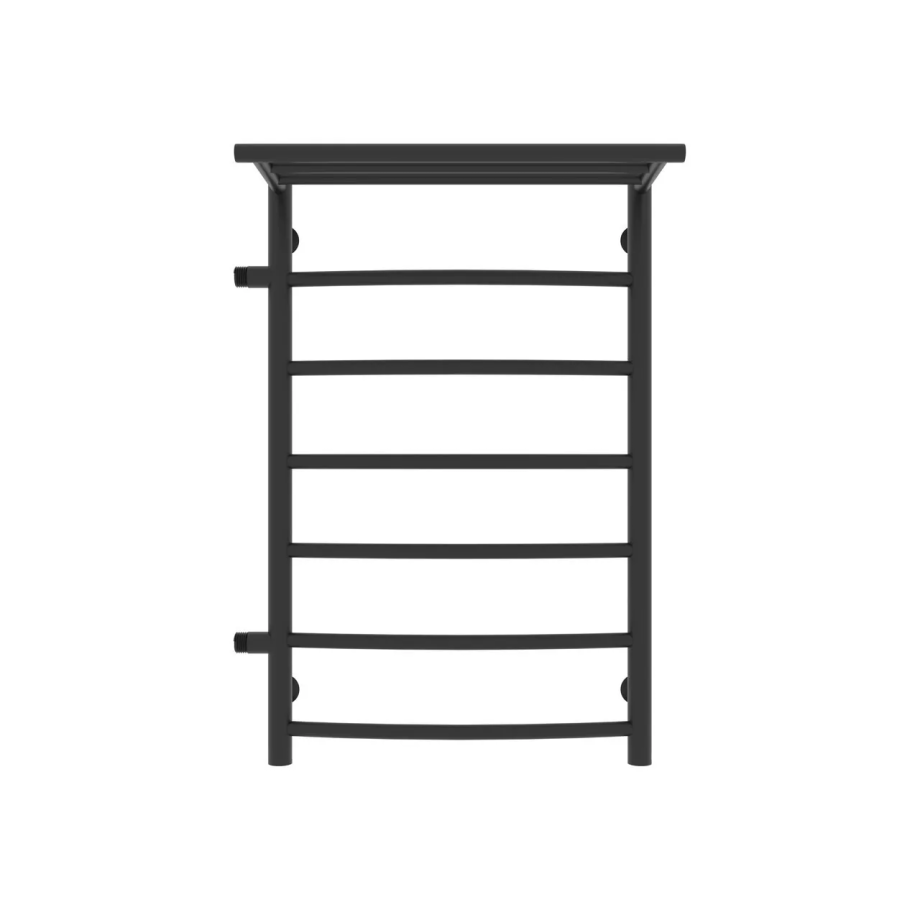 Полотенцесушитель водяной Laris Классик П7 500х800 L МЦ 500-1, боковой, с полкой, черный матовый