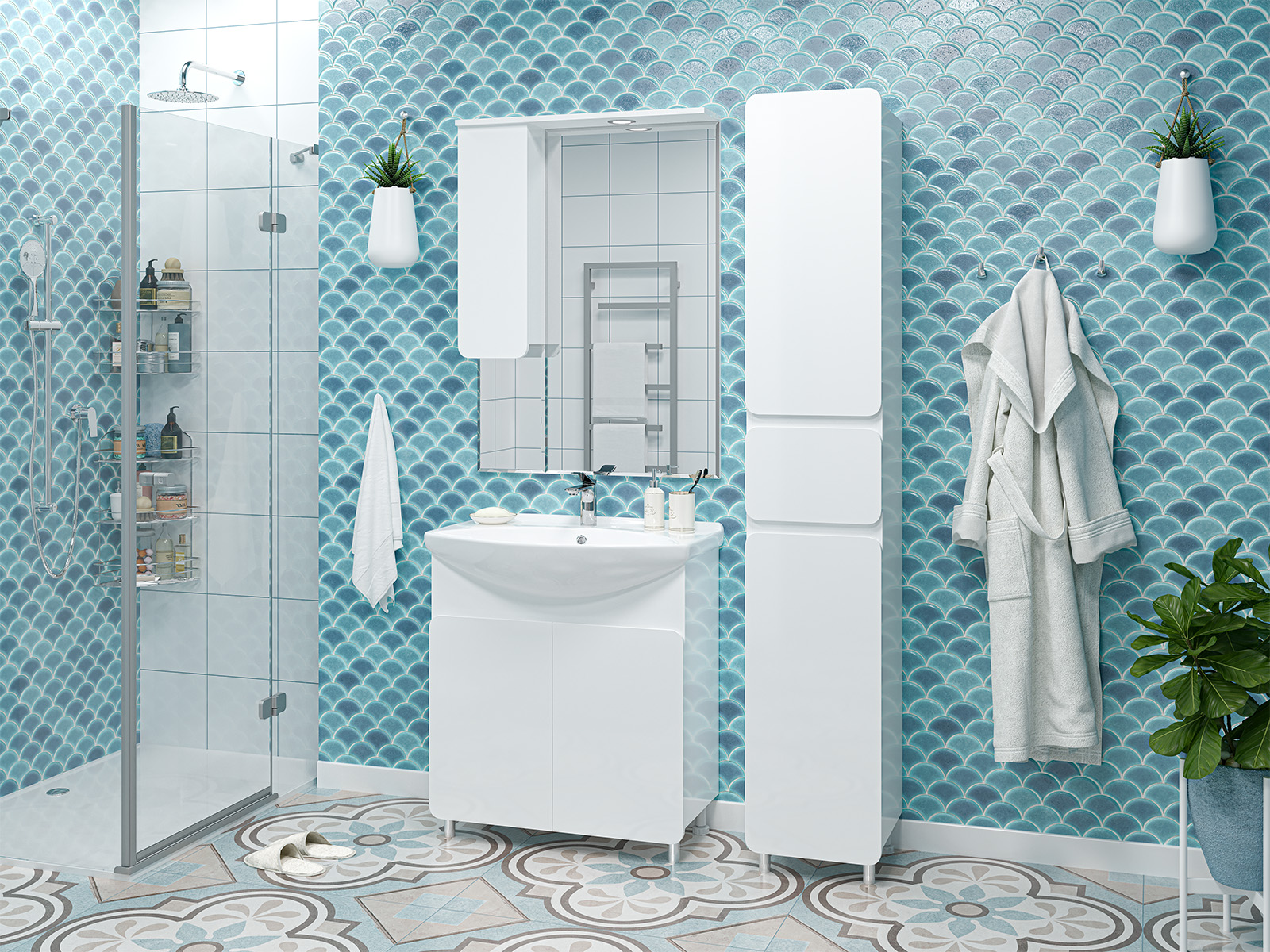 Зеркало-шкаф Misty Чегет 75 L, белый