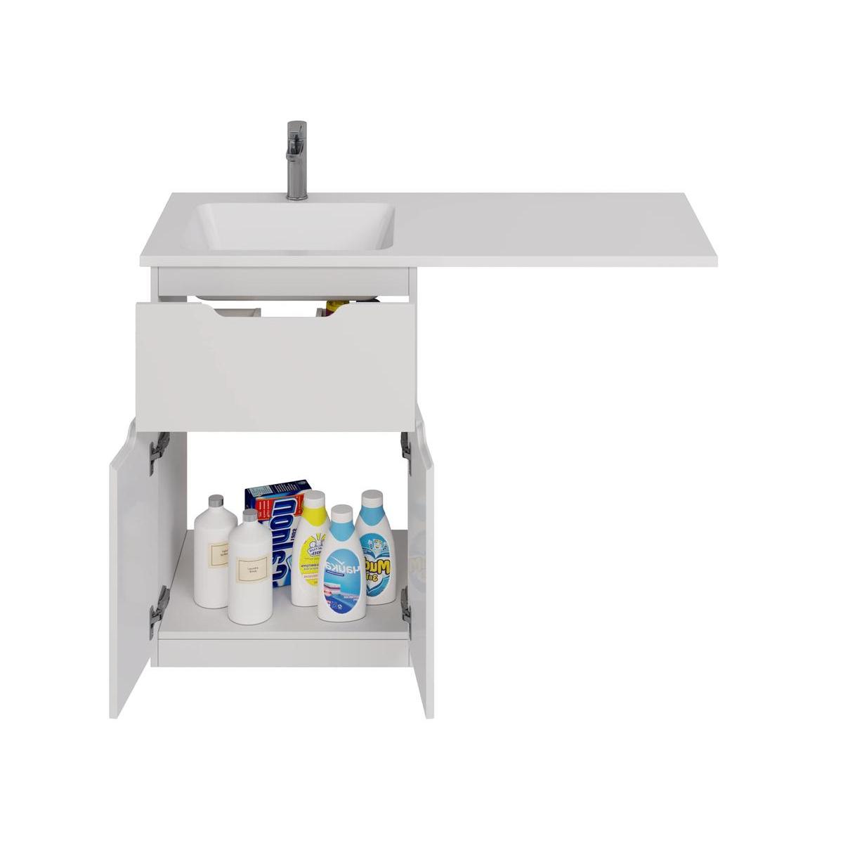 Тумба напольная Dreja Vega 60 см, с раковиной 120 чаша слева, белый