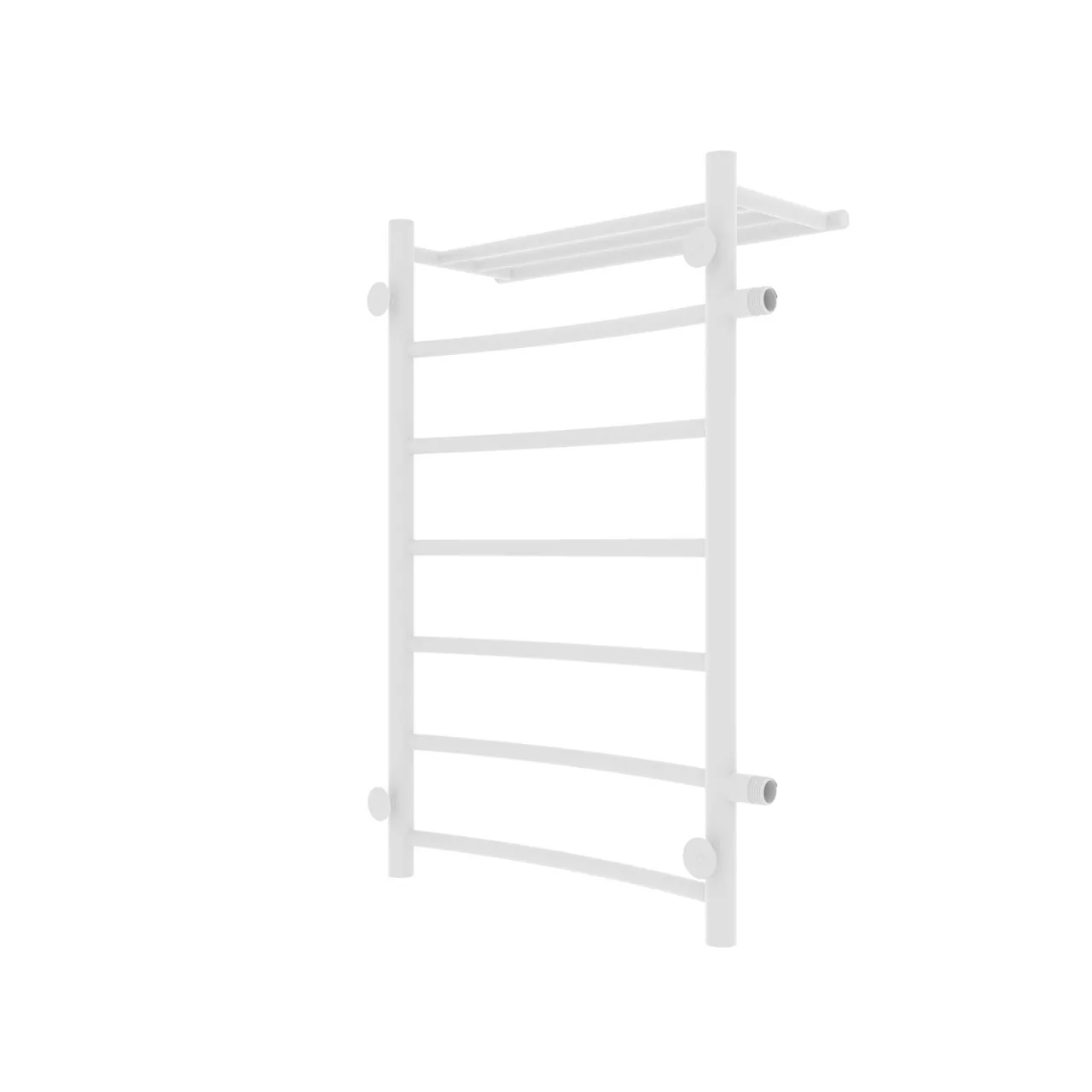Полотенцесушитель водяной Laris Классик П7 500х800 L МЦ 500-1, боковой, с полкой, белый матовый