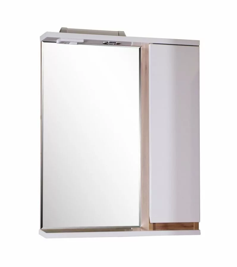 Зеркало со шкафчиком Асб-мебель Марко 60 R свет, белый/дуб золотой