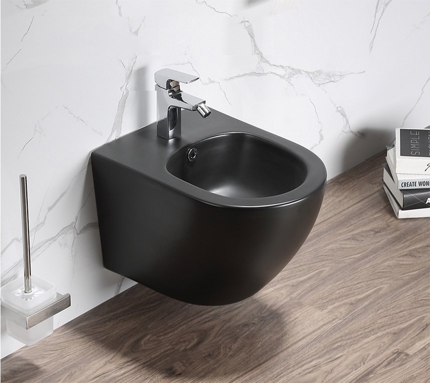 Унитаз - биде подвесное SantiLine SL-5058MB овальное, черный матовый