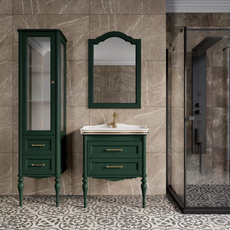 Мебель для ванной ValenHouse Эстетика 80, комплект, напольный, зеленый, фурнитура золото