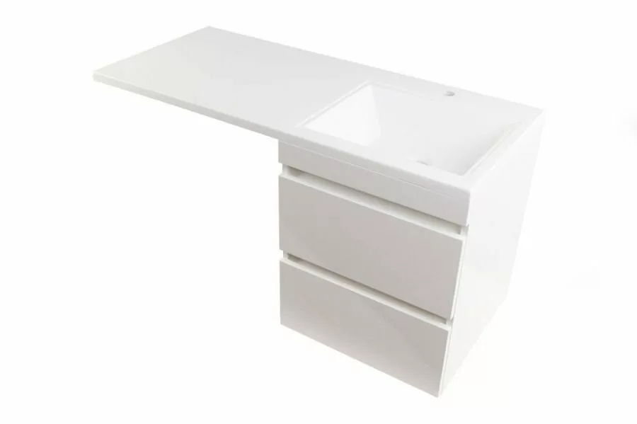 Тумба подвесная Style Line Даллас 115 Люкс Plus ПВХ с раковиной Даллас 115 под стиральную машину, правая, белая