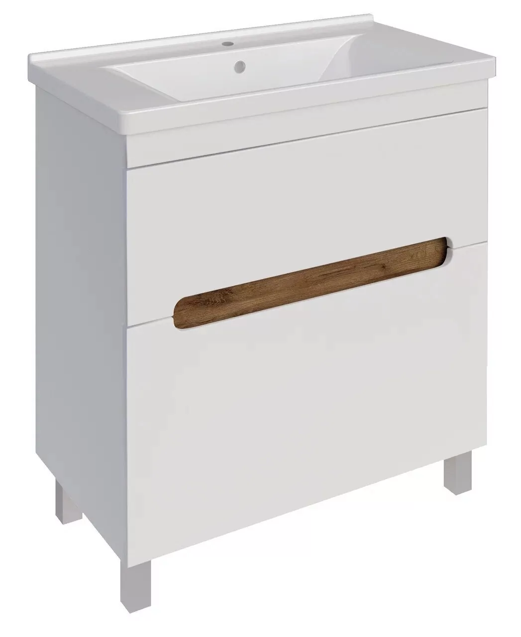 Тумба напольная Асб-мебель Вита 80 с раковиной Миранда 80, белый/дуб золотой