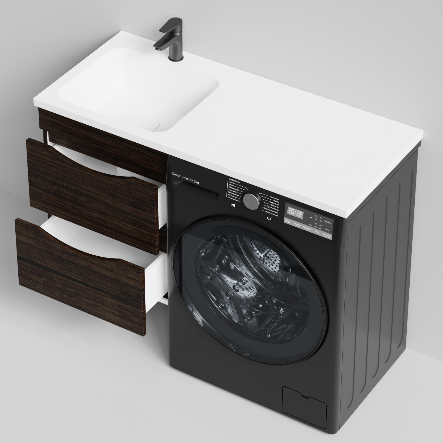 Тумба Vod-ok 48 с раковиной Смайл 110 подвесная, под стиральную машину, левая, Палисандр