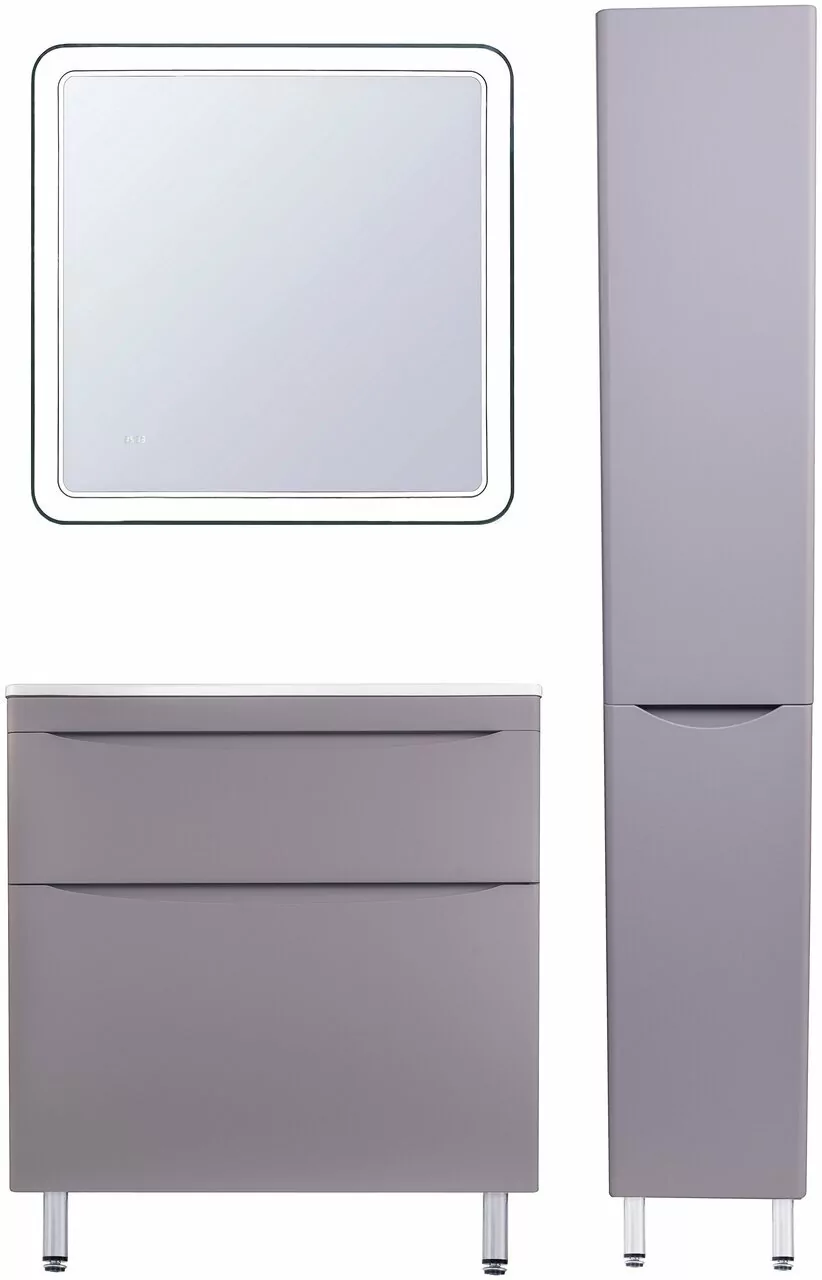 Тумба с раковиной Style Line Бергамо мини 90 Люкс, напольная, антискрейч, серый матовый