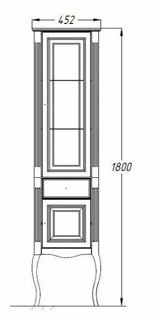 Пенал Opadiris Лаура 45 L белый матовый с бежевой патиной