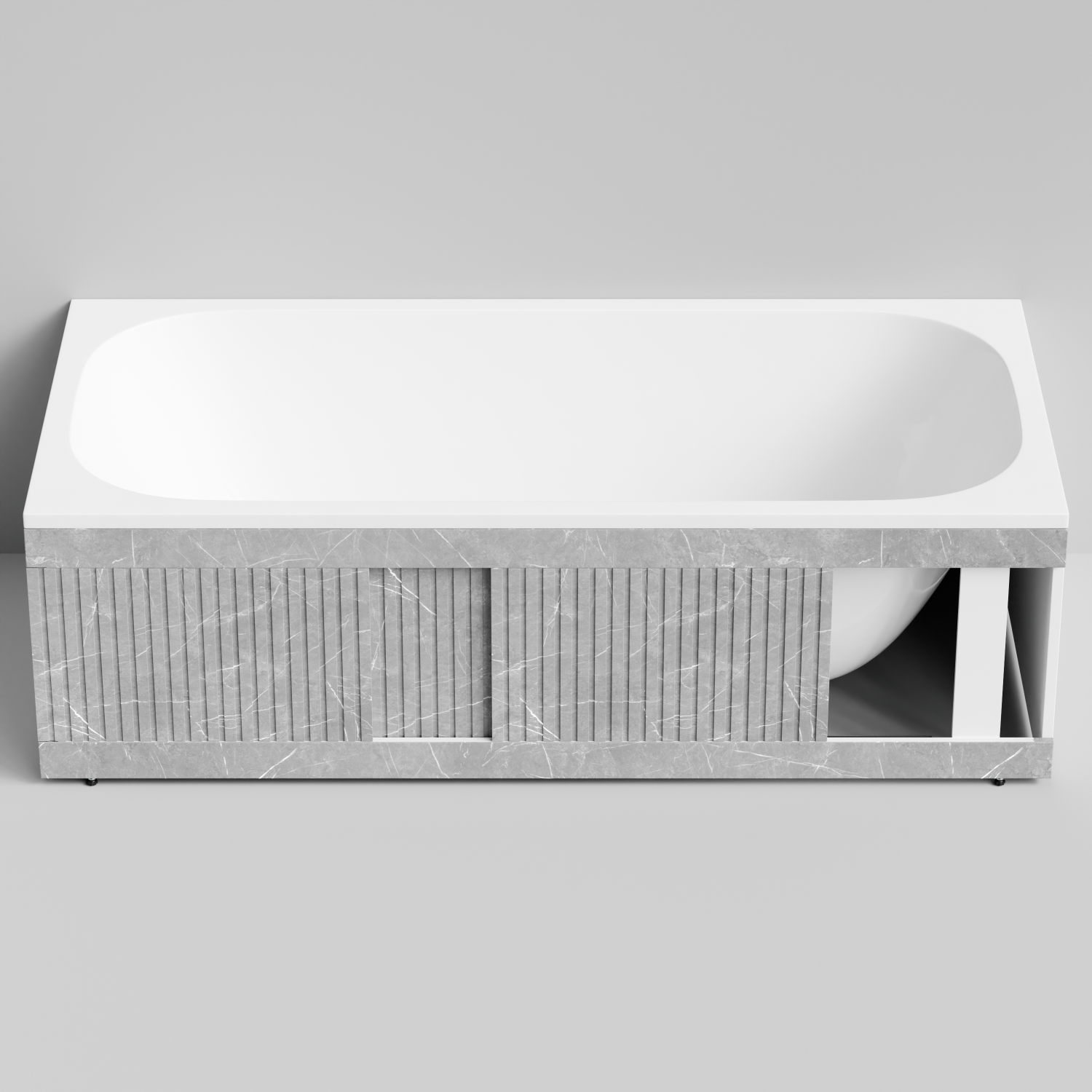 Экран под ванну Vod-ok Тач 180 раздвижной Мрамор Белый софт тач