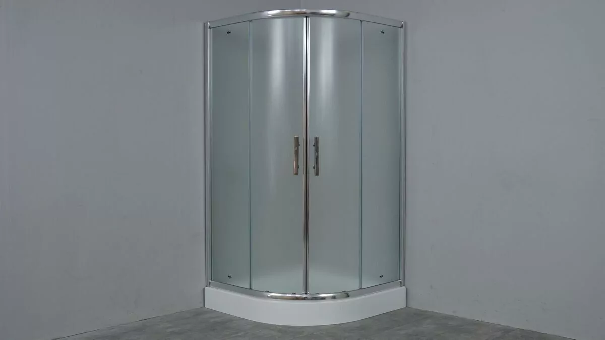 Душевой уголок Timo TL-9001 Fabric Glass матовый 90х90 полукруглый 1/4, с низким поддоном, хром