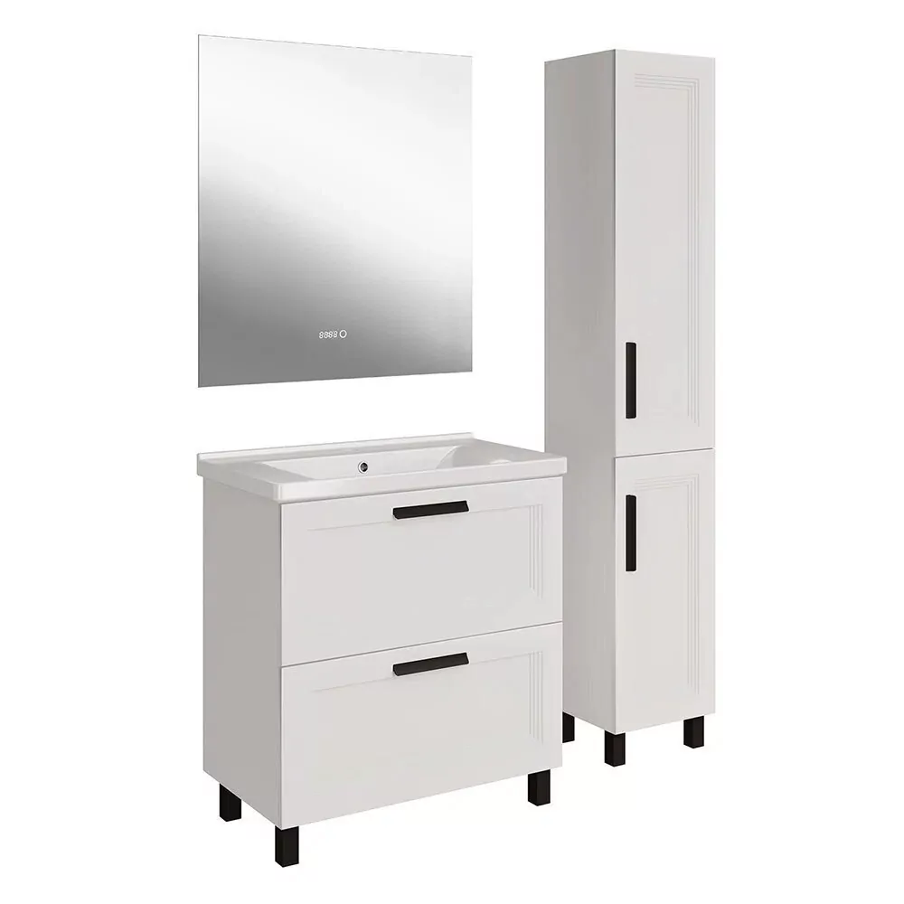 Тумба напольная Асб-мебель София 80 с раковиной Миранда 80, белый матовый