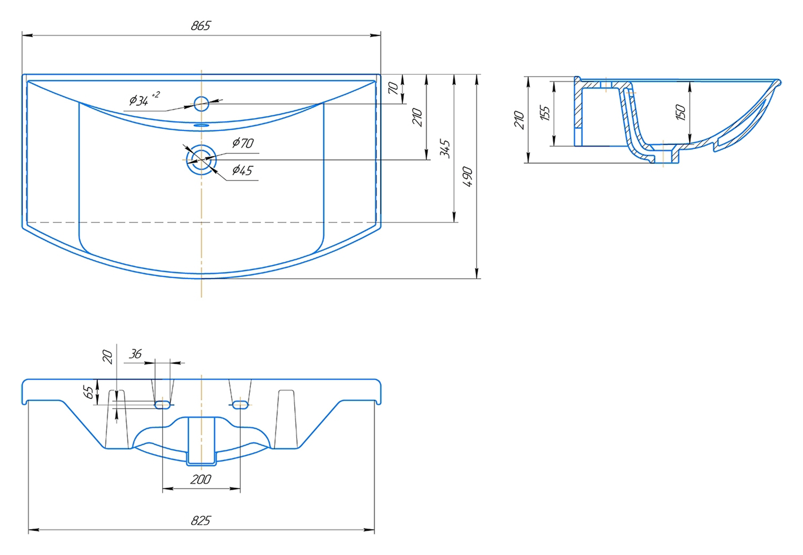 Тумба с раковиной Misty Лувр 85 серый