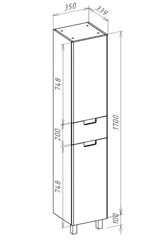 Пенал Bellezza Пегас 35 R напольный, 1 ящик, белый