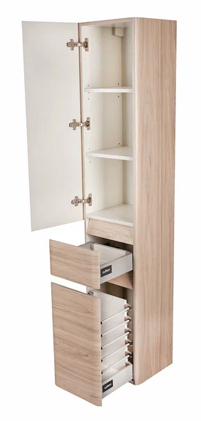 Пенал Style Line Атлантика 35 L Plus Люкс напольный с корзиной, ясень перламутр