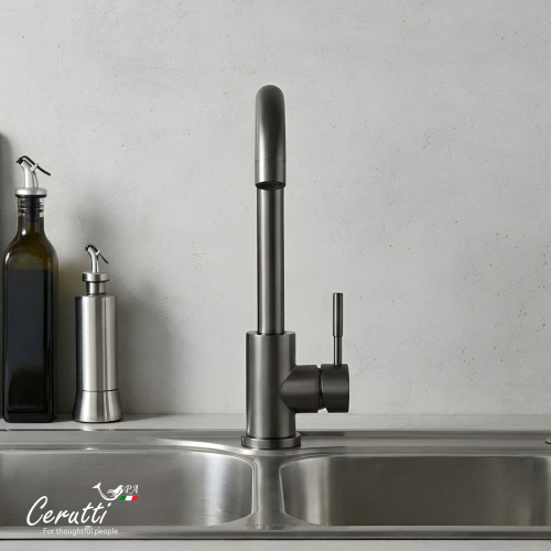 Cмеситель для кухни Ceruttispa Сельсо II GG (CELSO II GG) из нержавеющей стали, цвет графит