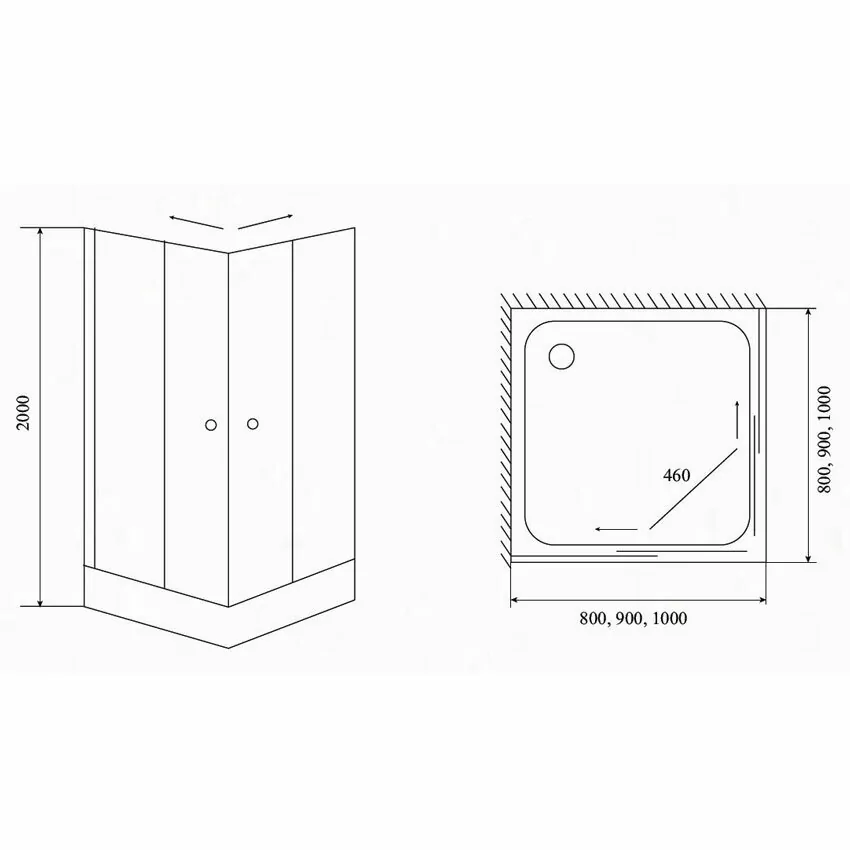 Душевой уголок Timo TL-8002 Fabric Glass матовый 80х80 квадратный, с низким поддоном, хром