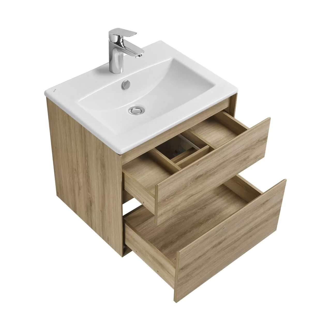 Тумба подвесная Aquaton Либерти 60 раковиной Элина 60, дуб эльвезия