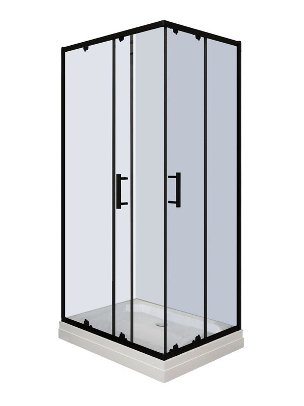 Душевой уголок Parly QZ81B N 100х80 см, с поддоном, профиль матовый черный, стекло прозрачное