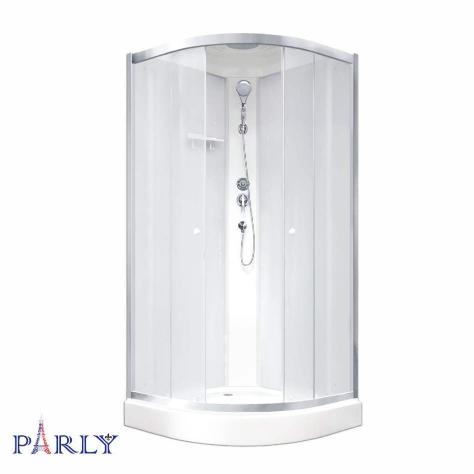 Душевой уголок PARLY BETT 931 90х90х210 1/4 круга, с поддоном, прозрачное стекло, матовый хром