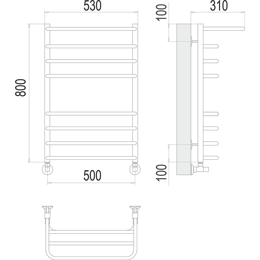 Полотенцесушитель водяной с полкой Terminus Арктур П8 50х80