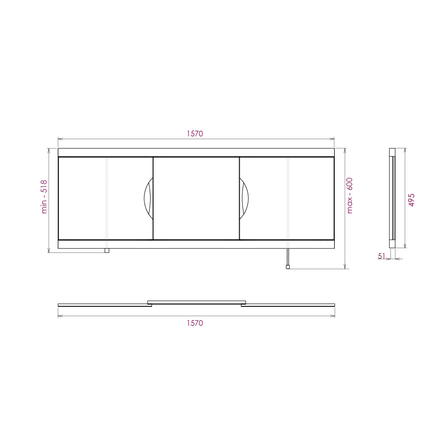 Экран под ванну Onika Лагуна Эконом 160 раздвижной белый
