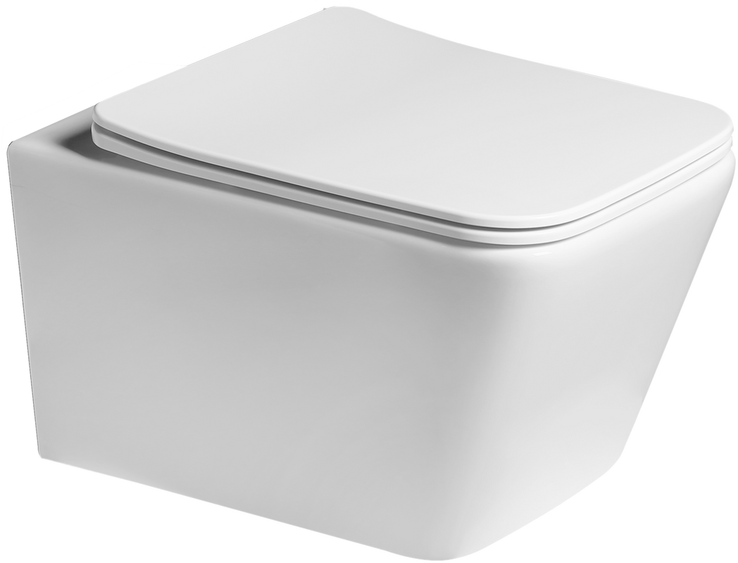 Унитаз подвесной SantiLine SL-5007T+SL-01/K с инсталляцией и кнопкой, белый