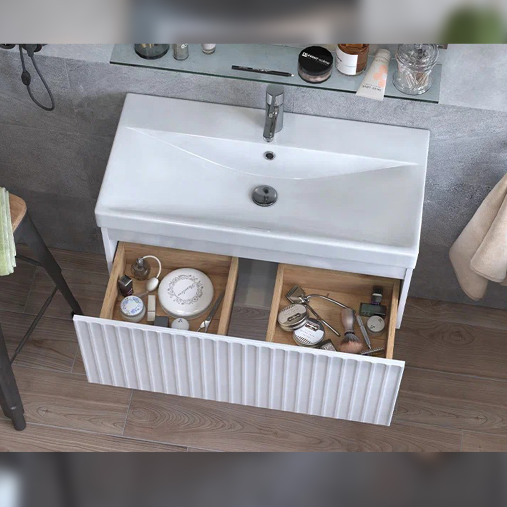 Тумба с раковиной подвесная Velvex Compo tp.COM.9696.80.1Y белый глянец, 80 см