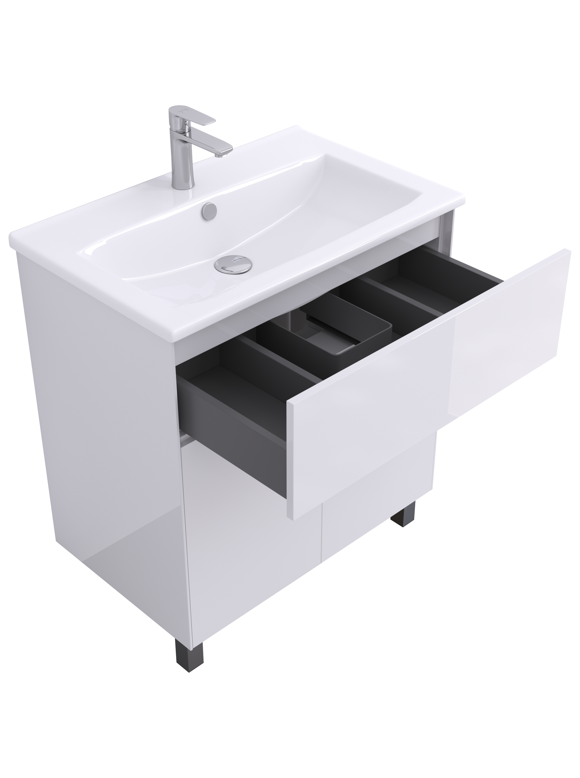 Тумба напольная Aquaton Форест Про 75 с раковиной Элина 75, белый