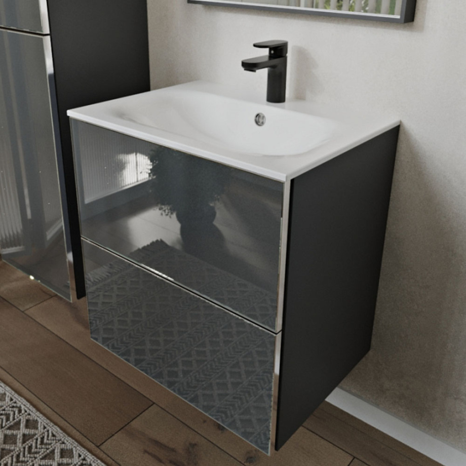 Тумба с раковиной подвесная (60 см) Terminus Vega VEG10602701601OSL, графит