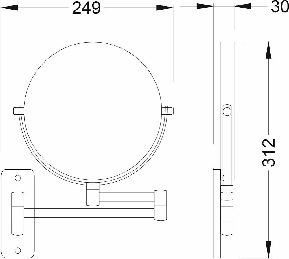 Зеркало косметическое Timo Saona 13076/03 черный матовый