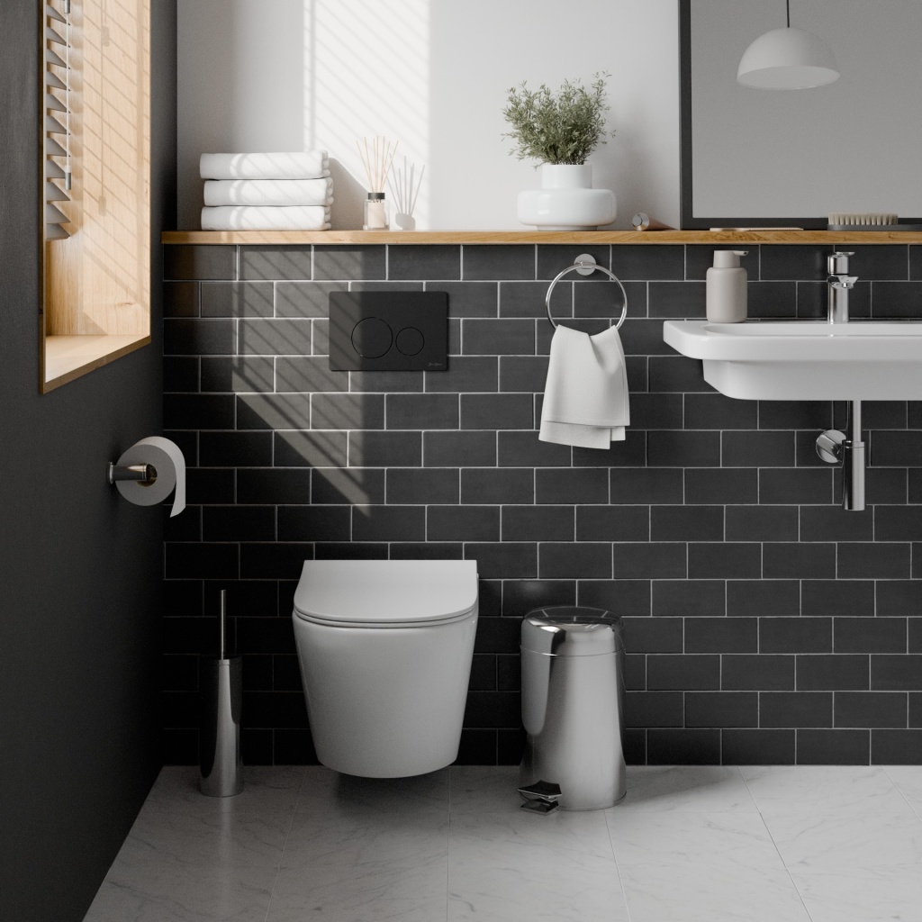 Комплект 3в1 IBERICA BLANCA инсталляция SILENCIO, унитаз BILBAO ALTO белый, кнопка смыва INOX-O черный матовый (IB001.BLA.234.812)