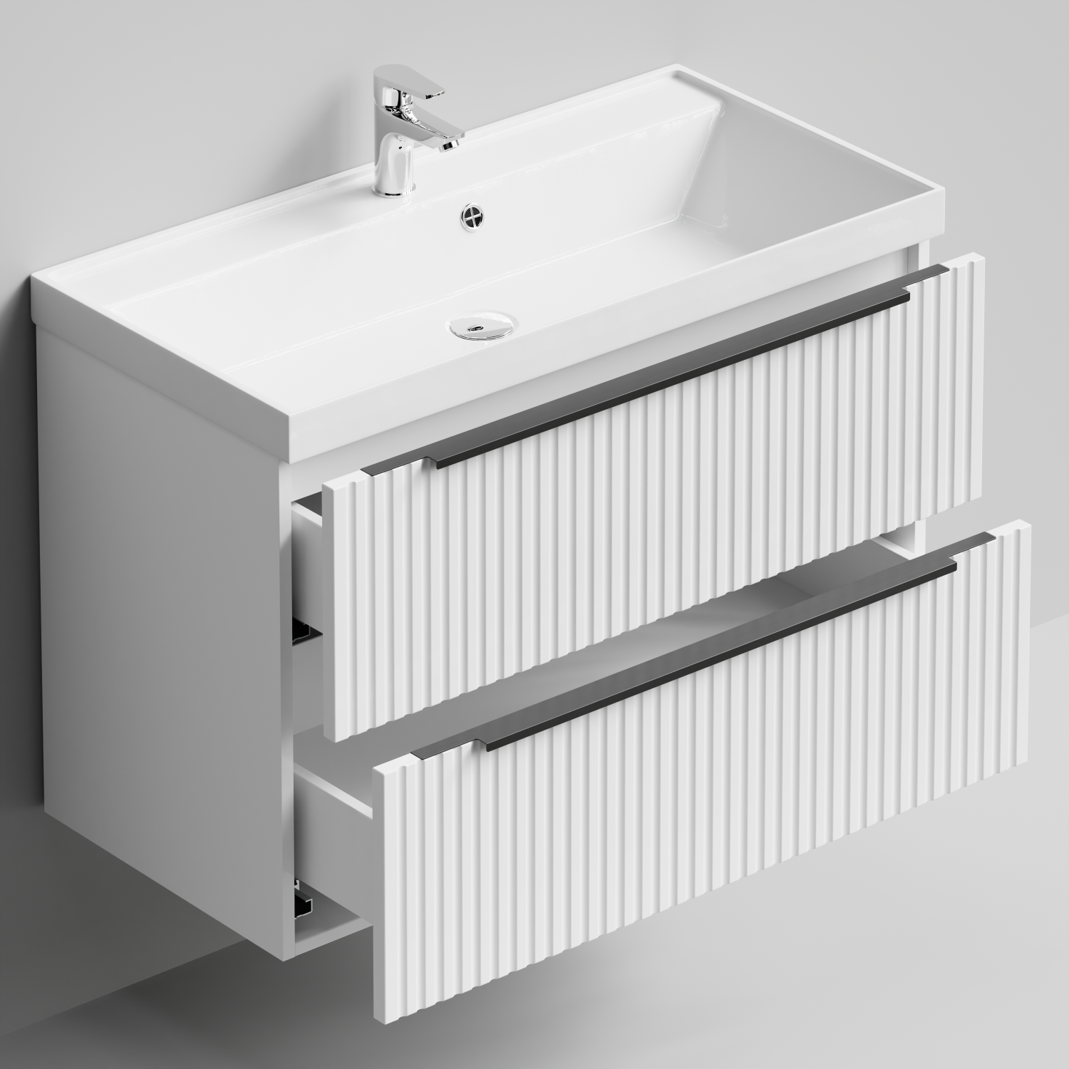 Тумба с раковиной Vod-ok Дольче 90 2 ящика, подвесная, белая + 13 цветов