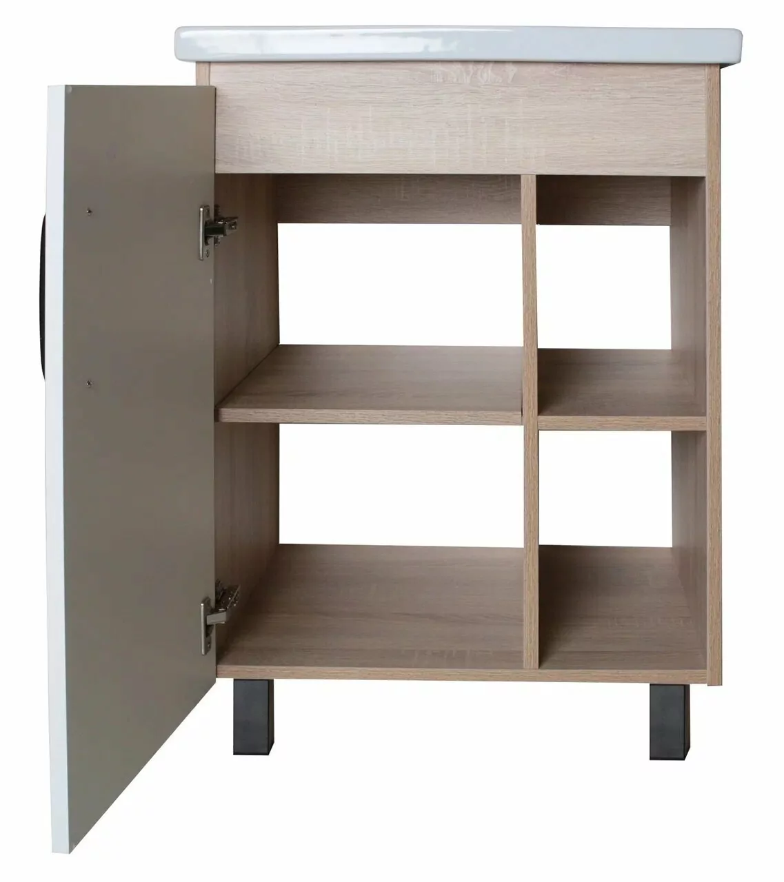 Тумба с раковиной Асб-мебель Адель 60 напольная, белый/дуб сонома