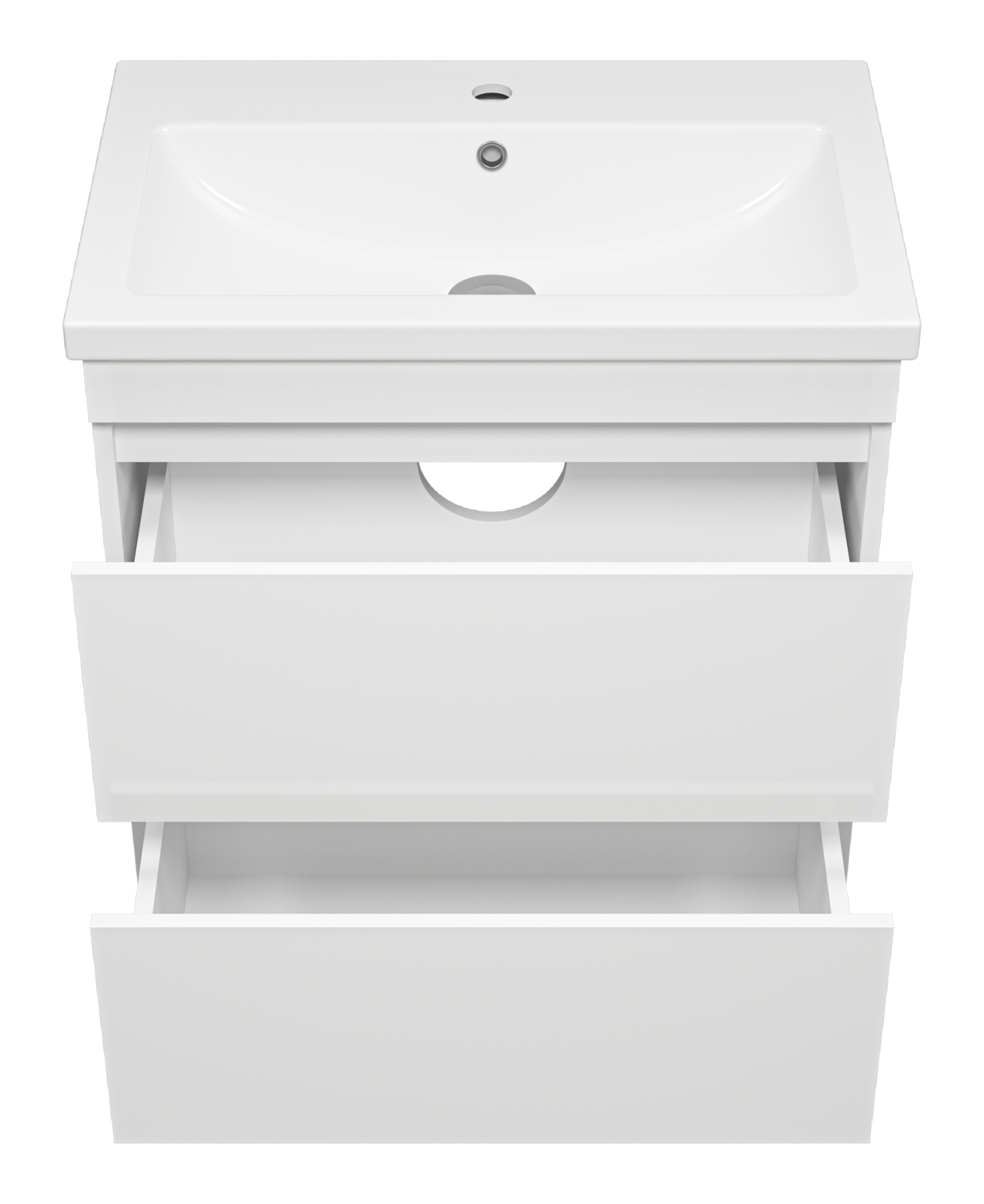 Тумба с раковиной Misty Енисей 70 с 2 ящиками, белый