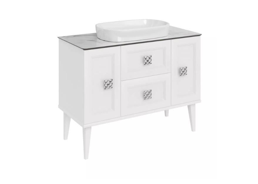 Тумба ASB Wood Line Ницца 100 со столешницей и раковиной Купер 56, белая