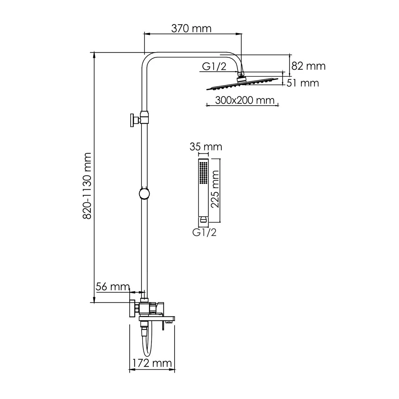 Душевая стойка WasserKraft A177.069.103.087.CH хром