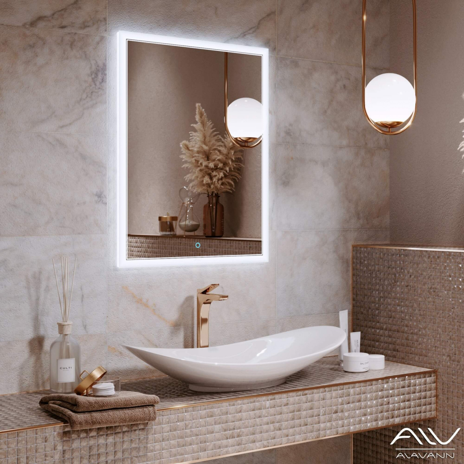 Зеркало Alavann Emma 60 свет, сенсор