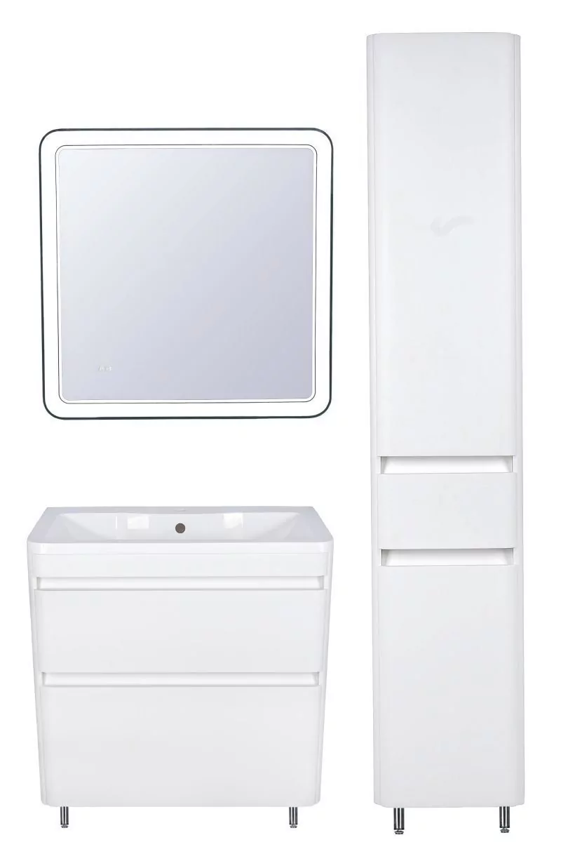 Тумба напольная Style Line Атлантика 80 Plus Люкс с раковиной Атлантика 80, антискрейч, белый матовый