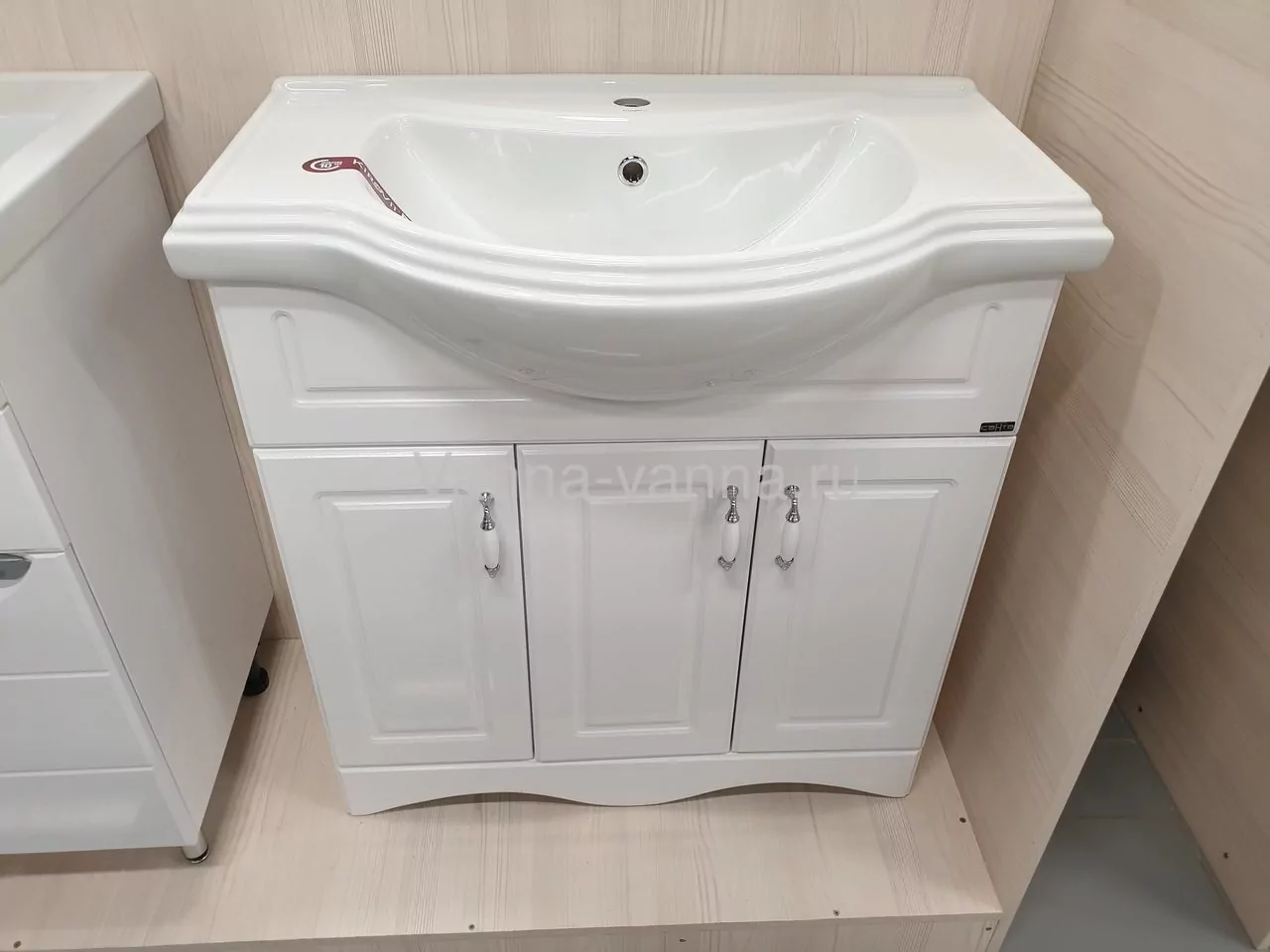 Тумба напольная Санта Верона 80 с раковиной Классик 80, 3 двери, белая