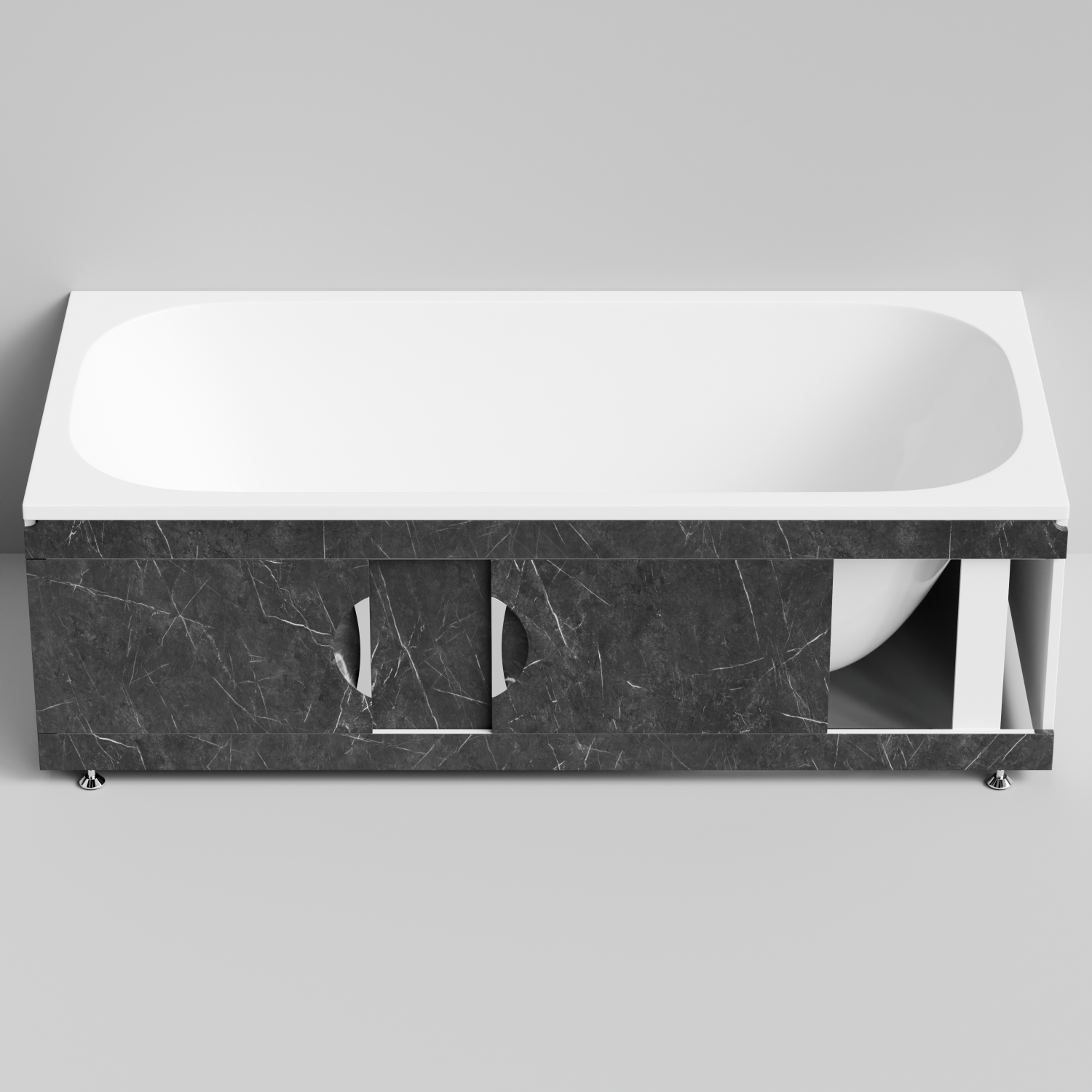 Экран под ванну Vod-ok Топ 180 раздвижной Мрамор Графит софт тач