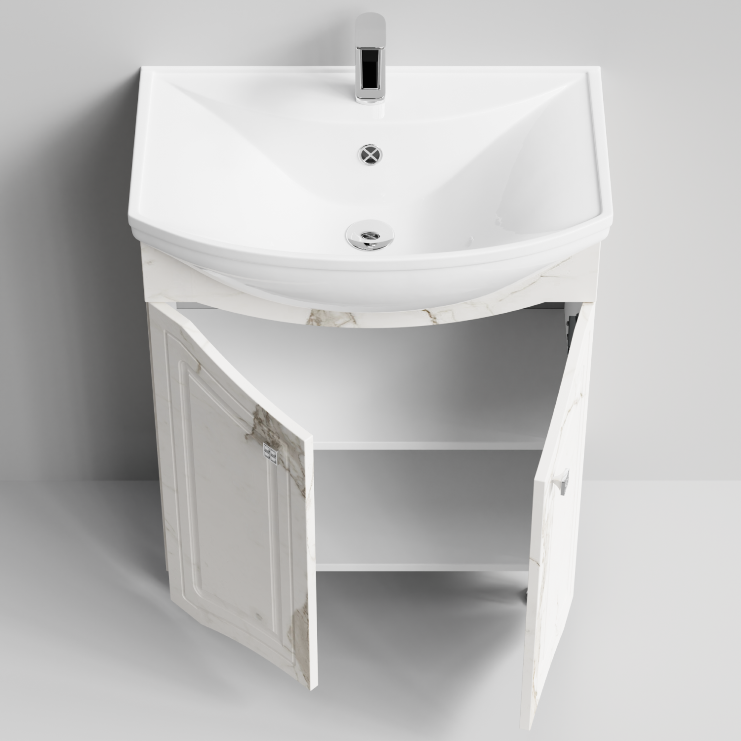 Тумба с раковиной Адам 65 напольная, Мрамор Белый натур милк