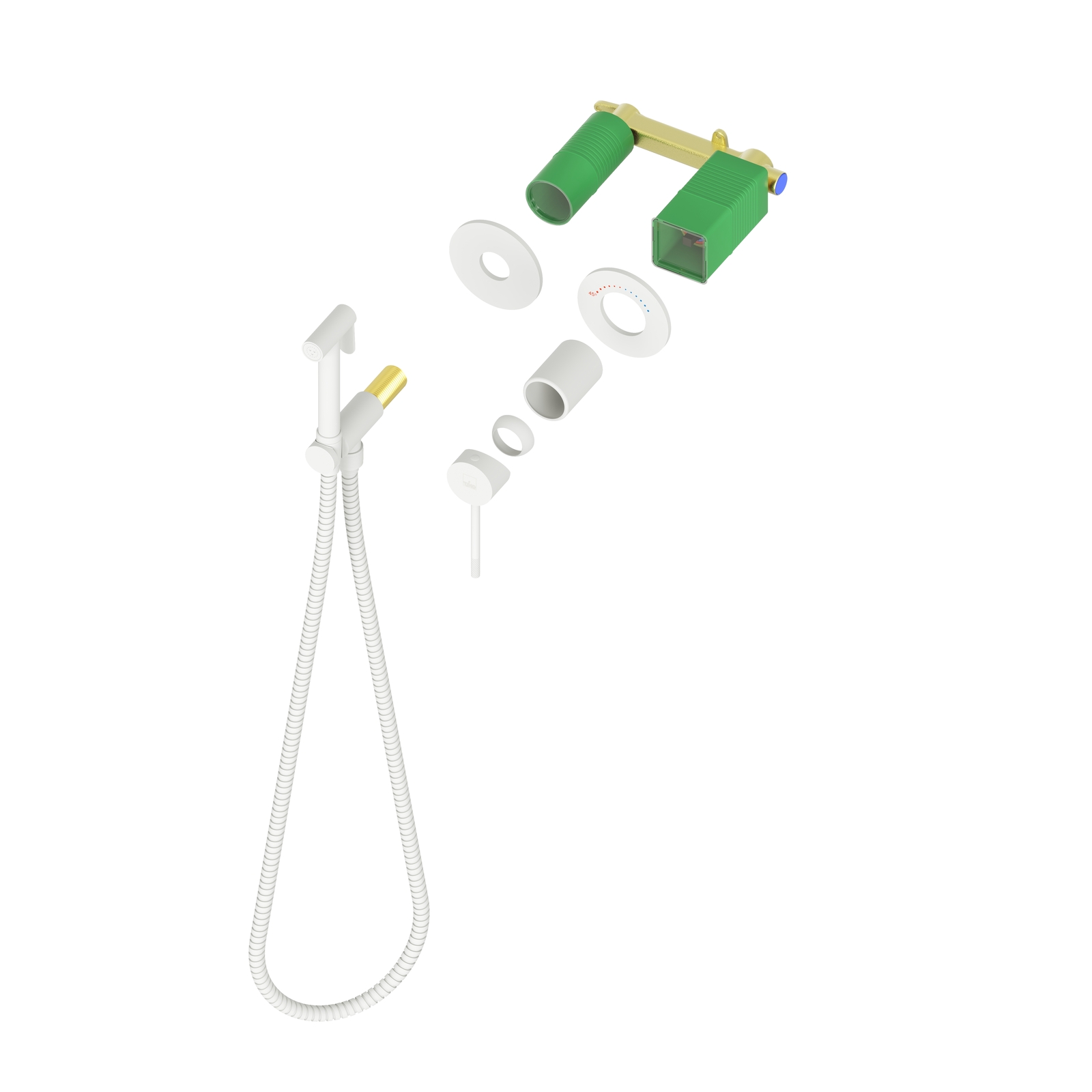 Смеситель встроенный с гигиеническим душем с защитой от ожогов Timo Saona 2339/16SM белый матовый