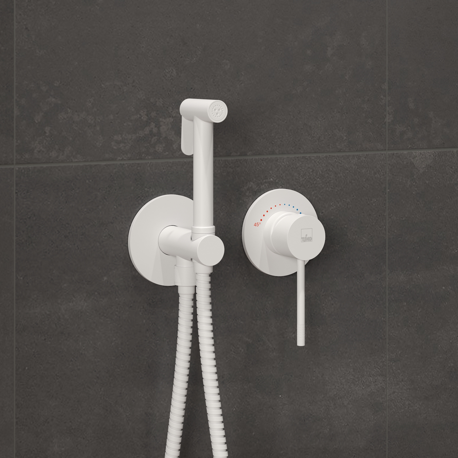 Смеситель встроенный с гигиеническим душем с защитой от ожогов Timo Saona 2339/16SM белый матовый