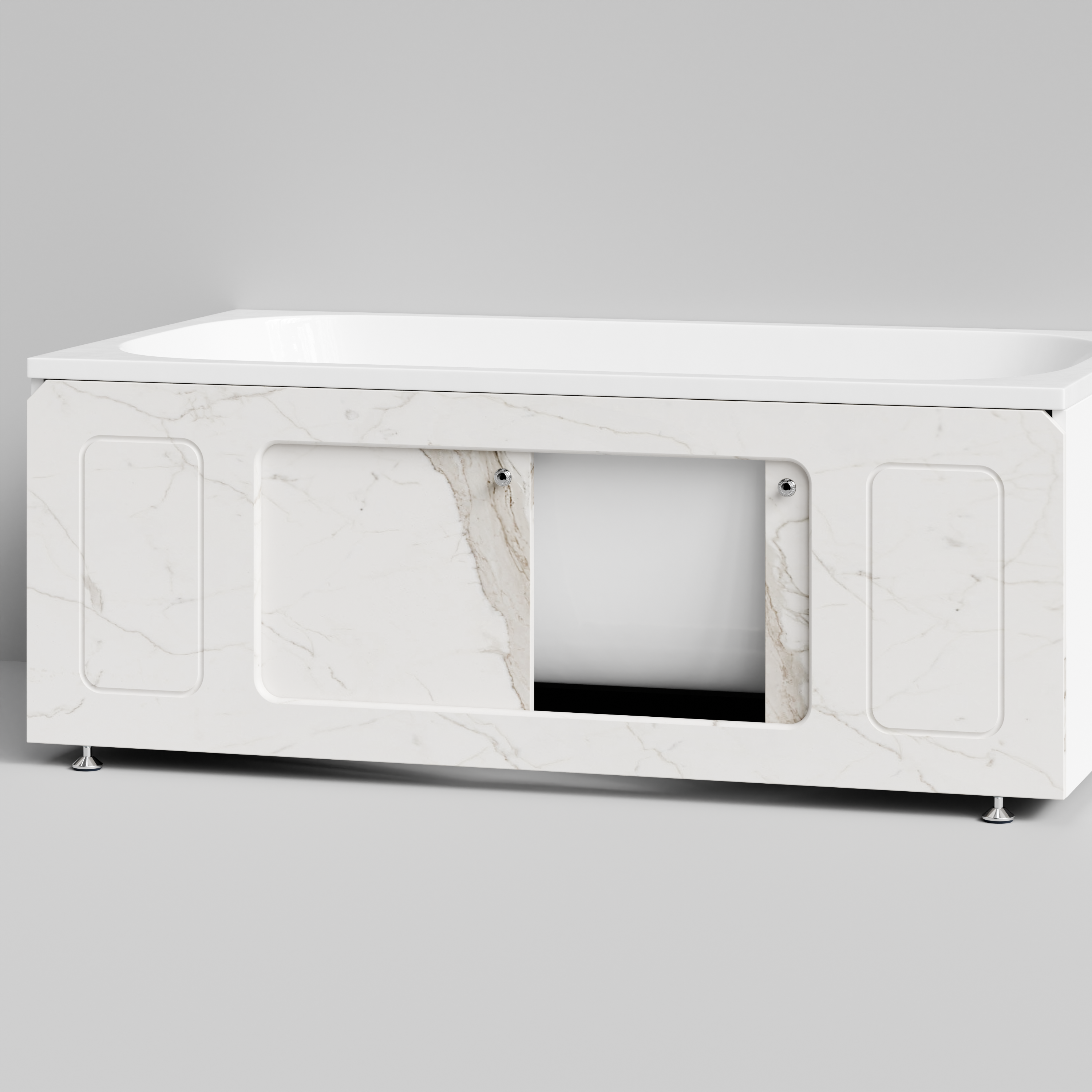 Экран под ванну Vod-ok Лидер 150 раздвижной Мрамор Белый натур милк