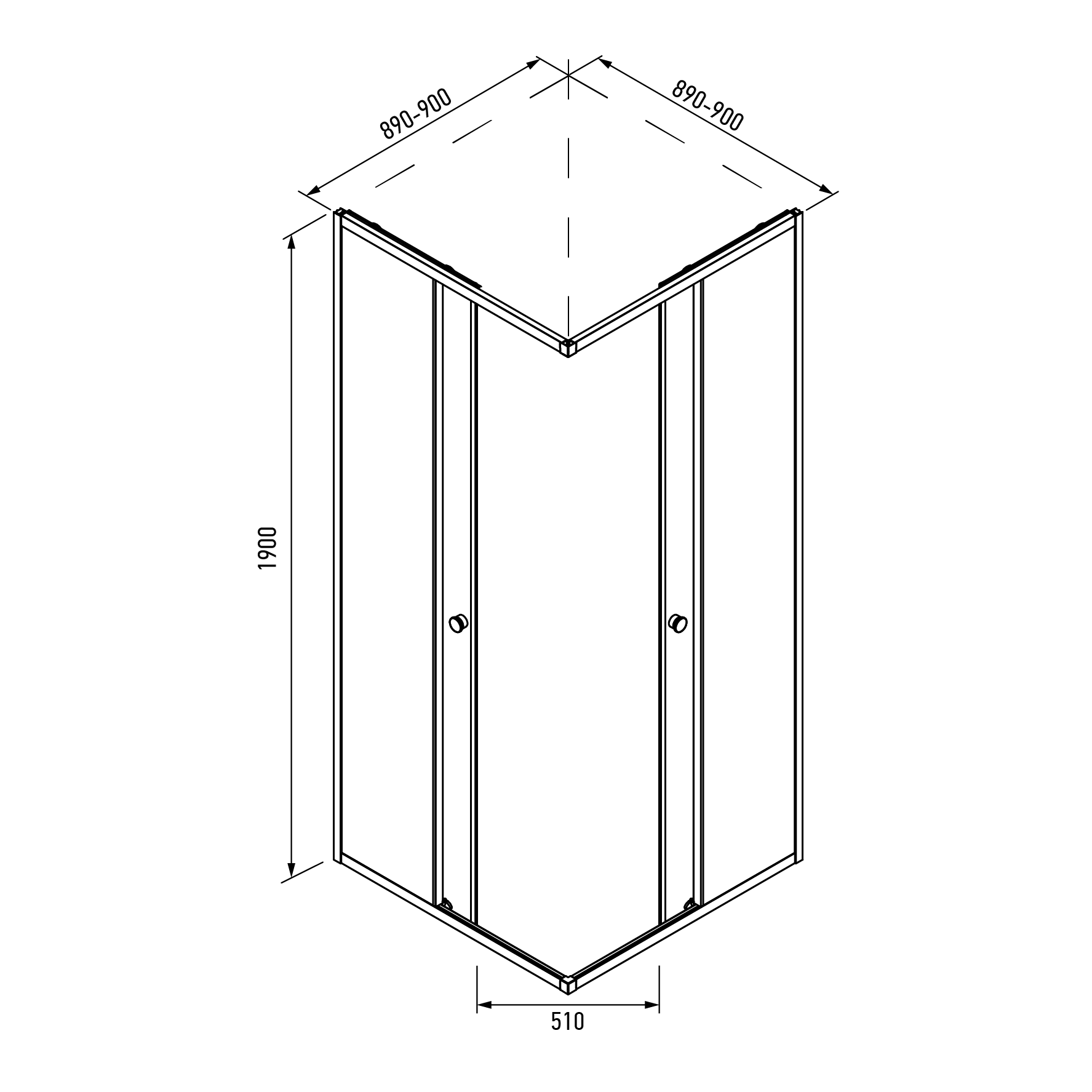 Душевой уголок Mario RIO1490B1 (900*900*1900) прозрачный